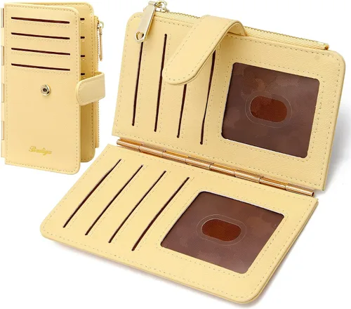 Vista 8 de Badiya Tarjetero de crédito para mujer, cartera RFID para mujer, organizador de tarjetas plegable delgado con funda para múltiples tarjetas