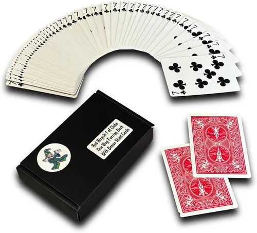 Vista 10 de Ted's Sterling Magic Kit de truco de bicicleta unidireccional con 52 cartas idénticas, palos traseros rojos (nueve)