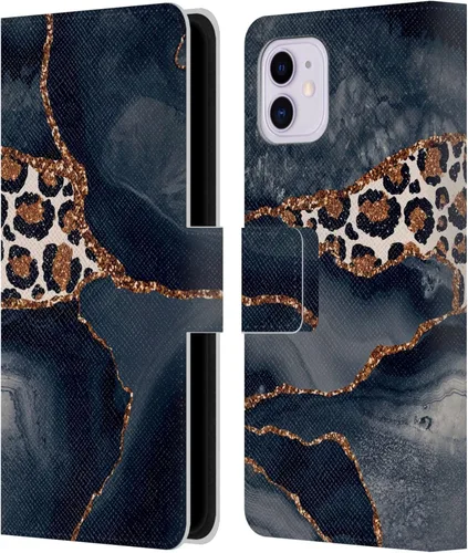 Vista 7 de Head Case Designs UtArt - Funda de piel con licencia oficial de UtArt de gato salvaje, color beige, dorado y mármol compatible con Apple iPhone 11