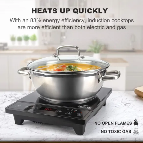 Vista 3 de Duxtop - Parrilla de inducción portátil, quemador de encimera, quemador de inducción con temporizador y sensor táctil, 1800W 8500ST E210C2