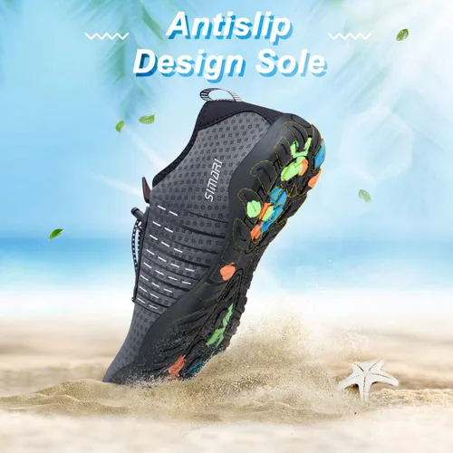 Vista 6 de Simari Zapatos de agua para mujer, hombre, natación, playa, piscina, deportes acuáticos, secado rápido, estilo descalzo, buceo, surf y caminar