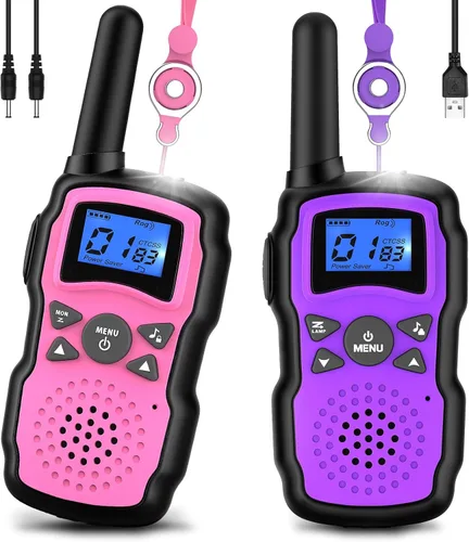 Vista 13 de Wishouse 2 Walkie Talkie recargables para niños con batería cargadora, Walky Talky familiar para cruceros adultos, camping al aire libre