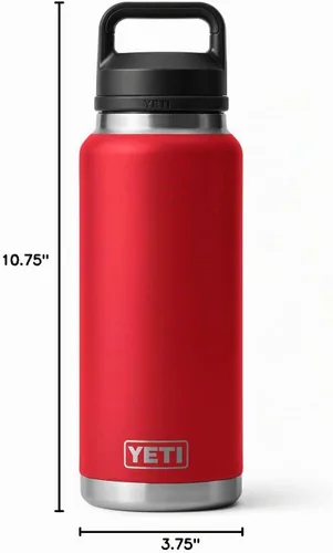 Vista 9 de YETI Rambler - Botella de 36 onzas, aislada al vacío, a prueba de fugas, de acero inoxidable con tapón para sorbos Rojo rescate