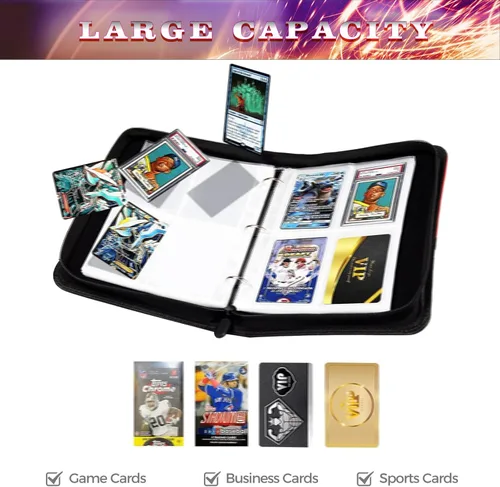 Vista 5 de Carpeta de tarjetas de baloncesto con mangas, 400 bolsillos, protectores de tarjetas intercambiables, funda organizadora de almacenamiento