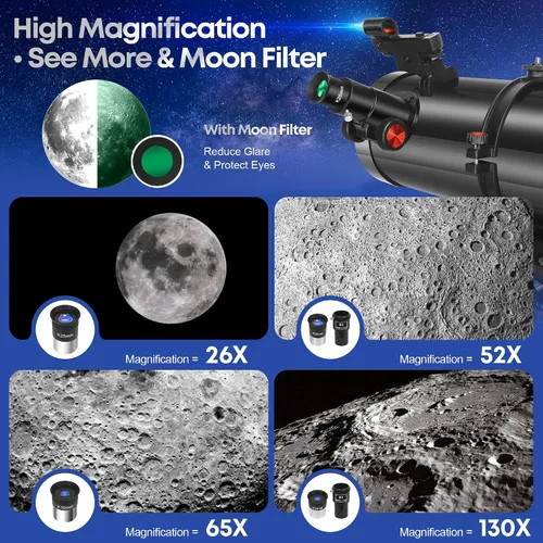 Vista 3 de MEEZAA Telescopio, telescopio reflector newtoniano 150EQ para adultos principiantes en astronomía, telescopios astronómicos profesionales