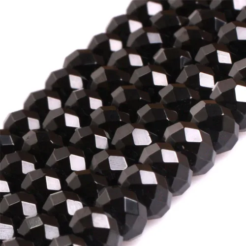 Vista 17 de Granos de piedra preciosa semipreciosa natural del grado AAA para la fabricación de la joyería 15 '' (Rondelle espinela negra/2X4MM)