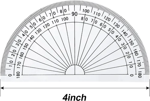 Vista 3 de Outus Transportador de plástico para medición de ángulo, matemáticas, 180 grados, 4 pulgadas, transparente, paquete de 10