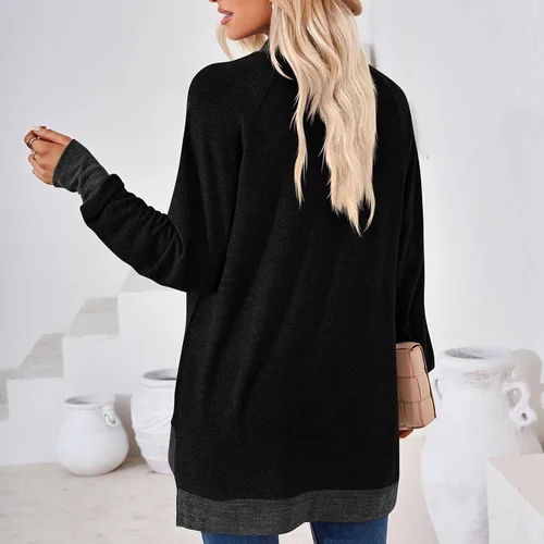 Vista 3 de Camisetas de manga larga con cuello alto para mujer, ropa cálida para mujer, cómodos suéteres de otoño e invierno, túnica