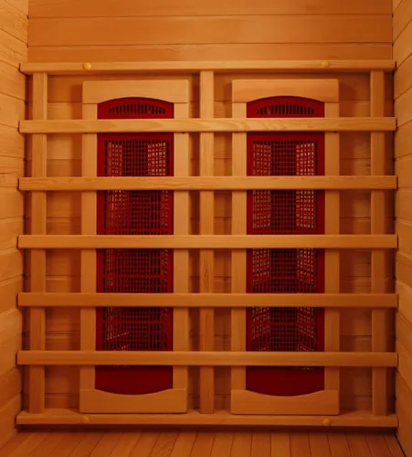 Vista 2 de Sauna de cicuta Tranquility para 4 personas con calentadores infrarrojos de carbono