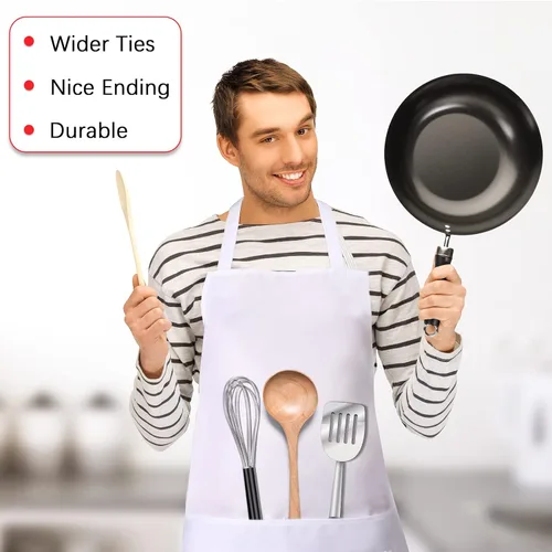 Vista 4 de Jiuguva 14 delantales lisos a granel con 2 bolsillos para adultos, delantales de cocina comercial de colores mixtos para cocina, mujeres, hombres