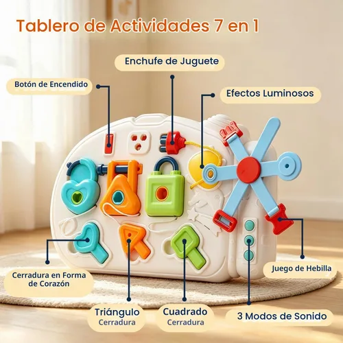 Vista 3 de Baby Push Walker - Juguete para caminar con tablero ocupado y centro
