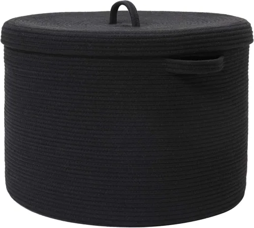 Vista 32 de Cesta de almacenamiento extra grande de 16" x 16" x 18" con tapa, cestas de almacenamiento de cuerda de algodón, canasta de lavandería, contenedor
