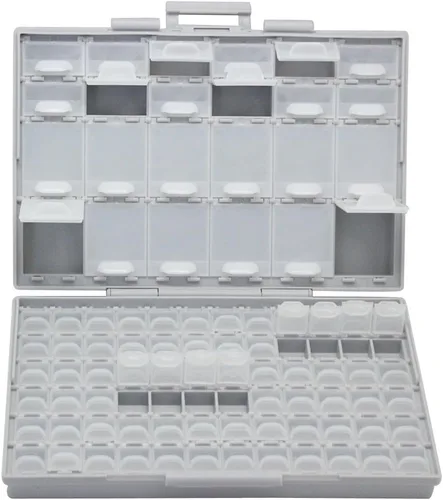 Vista 11 de AideTek medio transparente CAJA-ALL-24 piezas pequeñas cuentas papelería joyero organizador para piezas clasificadas 3 tamaños 24 compartimentos