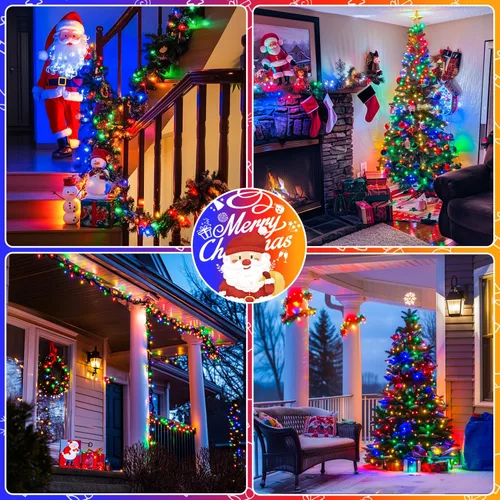 Vista 3 de Luces de Navidad Multicolor Conectables para Exteriores Impermeables, 66 pies 200 LED Luces de Navidad LED para Interiores con Enchufe, 8 Modos