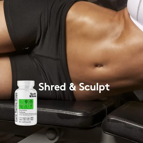 Vista 4 de Youth & Tonic Thermogenic Corti Thermo Shape 15 Day Colon Cleanser & ACV Detox para desintoxicación de energía y metabolismo 90 pastillas