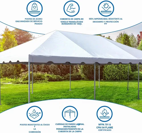 Vista 6 de Party Tents Direct - Toldo con marco de fin de semana, parte superior Blanco