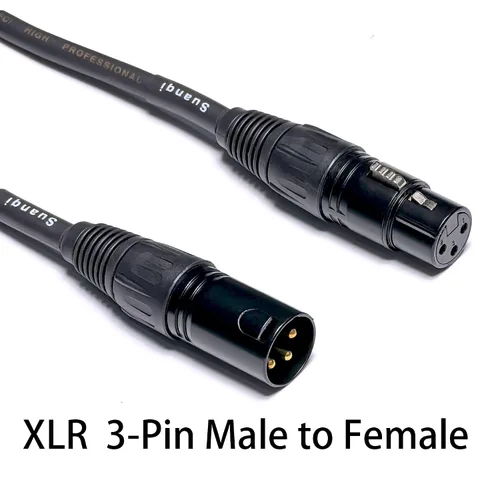 Vista 4 de XLR Cable Adaptador de cable XLR macho a hembra de 3 pines – Conector de audio equilibrado profesional para micrófonos, mezcladores y equipos