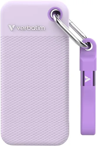 Vista 6 de Verbatim SSD de bolsillo USB 3.2 Gen 2 1TB púrpura incl. dos gomas, W129238053 (morado incl. dos fundas de goma)