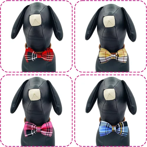 Vista 4 de PET SHOW 8 piezas a cuadros pequeños collares de corbatines para cachorros, gatos, accesorios para accesorios de accesorios para cumpleaños, bodas