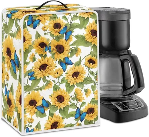 Vista 8 de Mumeson Funda para cafetera de girasol, extra grande, ligera, con asa, cubierta para máquina de café, tostadora, cubierta a prueba de polvo