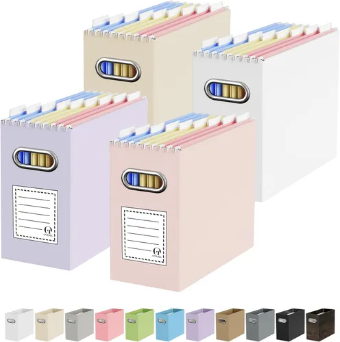 Vista 59 de Oterri Caja Organizadora de Archivos de Cartón para Carpetas Colgantes Tamaño Carta, Caja de Archivos para Escritorio de Computadora, Archivador