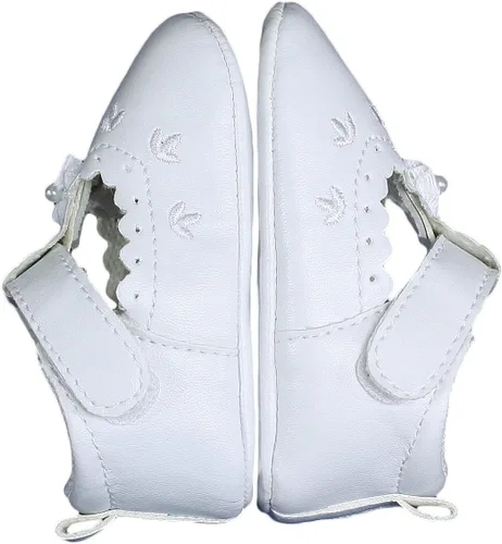 Vista 3 de Zapatos de cuna Mary Jane de piel sintética blanca con detalles de perforación