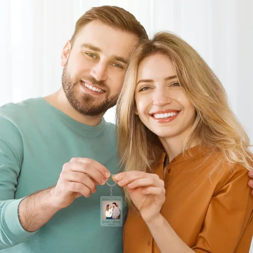 Vista 5 de Llavero de acrílico de foto de pareja personalizada