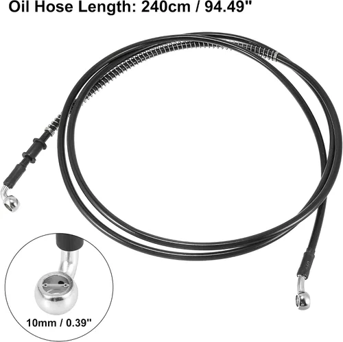 Vista 3 de Motoforti Universal 94.5 in 94.49" motocicleta freno embrague aceite manguera tubería hidráulico reforzado acero inoxidable trenzado negro