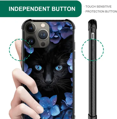 Vista 4 de CARLOCA Funda compatible con iPhone 15 Plus, diseño de gato Mumbai Clivia negro para iPhone 15 Plus, ultra protección, a prueba de golpes