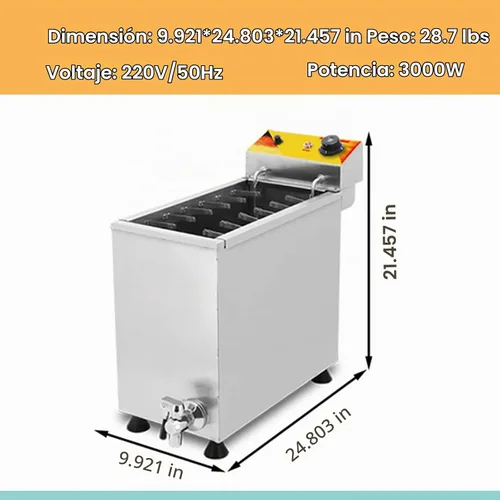 Vista 2 de Freidora eléctrica comercial de 24L de acero inoxidable con queso coreano para perros calientes, máquina de freír mozzarella con ganchos, freidora