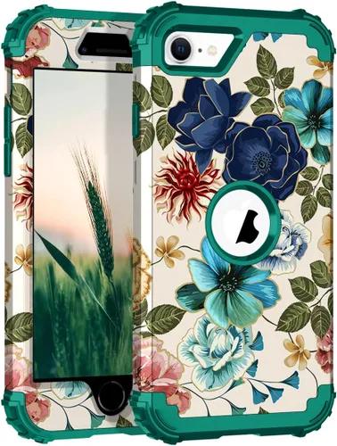 Vista 166 de Hocase Funda para iPhone SE 2022/2020, resistente a prueba de golpes, de plástico duro+goma de silicona, funda protectora híbrida para iPhone SE