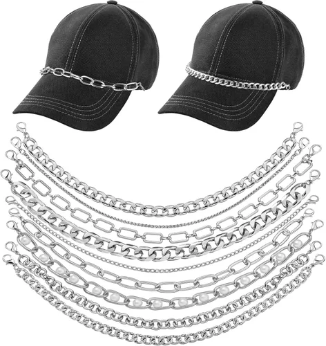 Vista 16 de Geyoga 9 unidades de cadenas para sombrero de camionero, dijes de sombrero de camionero para mujeres y hombres, decoración de billetes, cadena