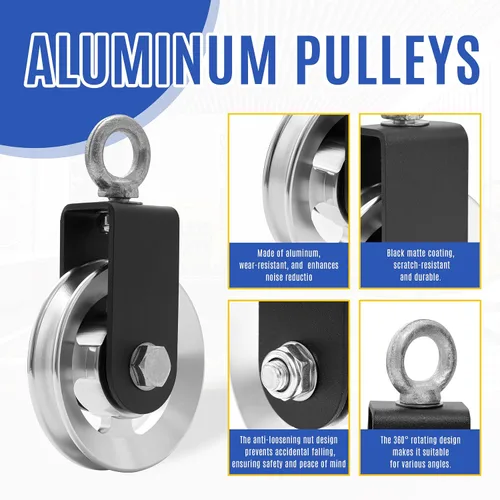 Vista 2 de Rueda de polea de cable de aleación de aluminio de 3.543 in para sistema de gimnasio en casa, resistente con carga máxima de 600 libras, compatible