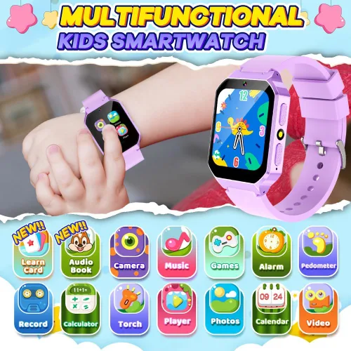 Vista 2 de Reloj inteligente para niños de 6 a 12 años, juguetes con 26 juegos, reproductor de música, pantalla táctil HD de 1.69 pulgadas, cámara de video