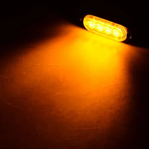 Vista 6 de Corp Amber Super Slim 4-LED Advertencia Emergencia Estroboscópica Luz Estroboscópica Montaje en Superficie Coche Camión 12V-24V (100 piezas)
