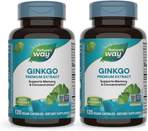 Vista 10 de Nature's Way Extracto de Ginkgo Premium, apoya la memoria y la concentración*, 120 mg de extracto de ginkgo biloba por porción de 2 cápsulas