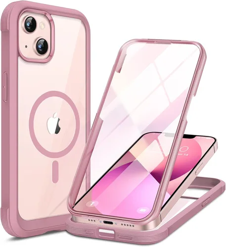 Vista 241 de Miracase - Funda magnética para iPhone 13 Pro Max de 6.7 pulgadas (compatible con MagSafe), transparente, completo, protector de pantalla de vidrio