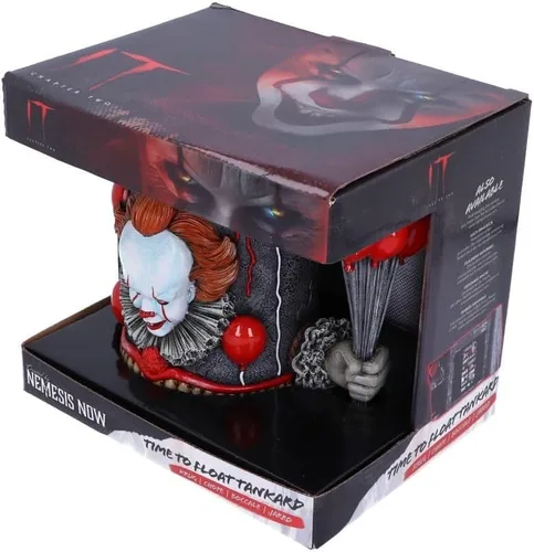 Vista 2 de Nemesis Now IT Pennywise - Jarra de payaso, resina pintada a mano, hora de flotar, mercancía de película de terror, mango de globos rojos, 6.1 in