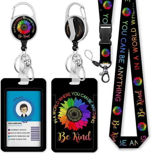 Vista 42 de Giancomics Soporte para tarjetas de identificación negro con cordón, cordones para insignias de identificación con carrete de insignia retráctil