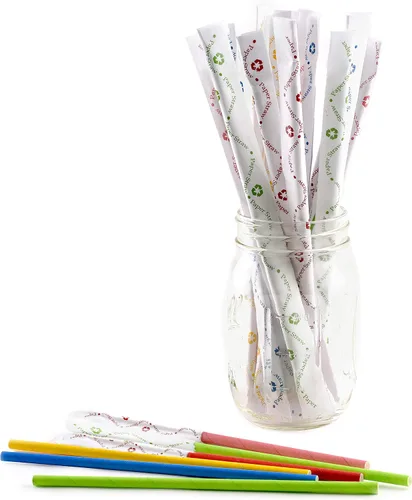 Vista 2 de Norpro Pajitas de papel, envueltas individualmente (paquete de 100), 100% biodegradables, varios