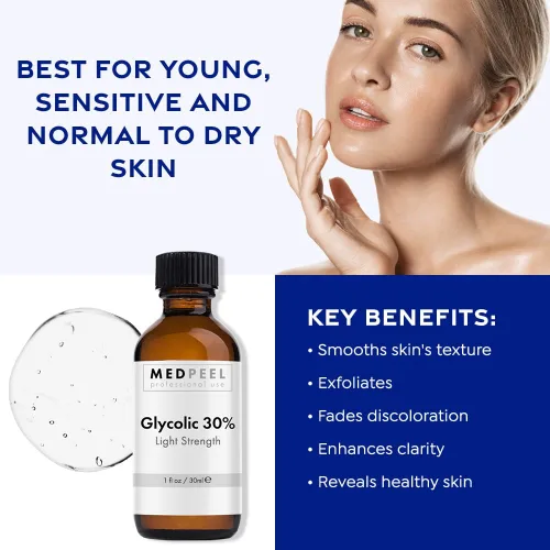 Vista 4 de Peeling químico de ácido glicólico, fuerza profesional y grado médico para exfoliación de la piel, para el tratamiento de líneas finas, arrugas