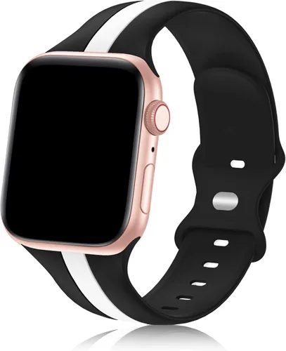 Vista 22 de Seizehe - Banda deportiva de diseño compatible con Apple Watch de 38/40/41/42/44/45/46/49 mm, unisex, correa de silicona suave para Apple Watch