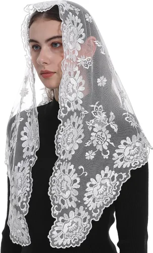 Vista 23 de Bozidol Iglesia Mantilla - Velo Católico Con Triángulo Sagrado Virgen Bordado - Velo Capilla Masa Tradicional