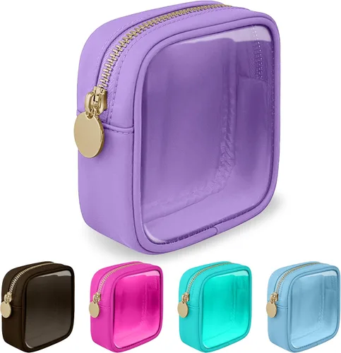 Vista 86 de izuzta Nylon Lager Pequeño Slim Mini Maquillaje Bolsa Organizador, Beige, Viajes