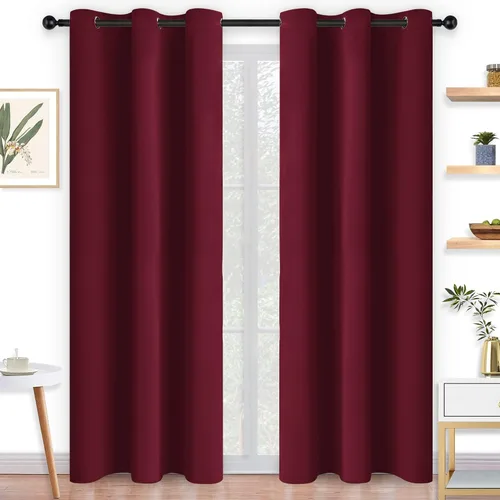 Vista 16 de Cortinas y cortinas de poliéster con ojales en la parte superior para oscurecer la habitación, sala de estar con aislamiento térmico