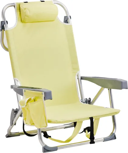 Vista 10 de Silla de playa plegable, silla de camping portátil, silla de playa baja, mochila ligera, silla de campamento plegable para camping, playa, picnic 5