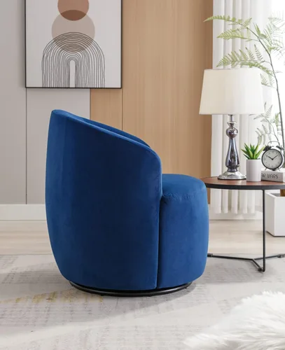 Vista 6 de Silla giratoria decorativa, moderna silla tapizada de barril con respaldo ergonómico y cojín cómodo, sillón individual de ocio para sala de estar
