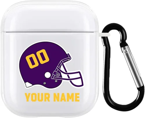 Vista 30 de Funda de casco de fútbol con nombre y número para Apple AirPods de 2ª y 1ª generación, regalo personalizado para fanáticos de los deportes de Arizona