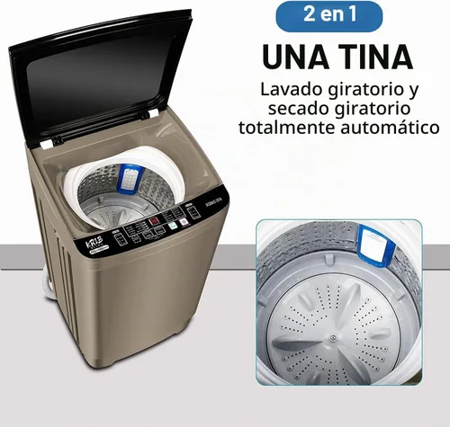 Vista 8 de KRIB BLING Lavadora portátil completamente automática de 17.7 libras, lavadora compacta con pantalla LED, descarga de drenaje, 10 programas
