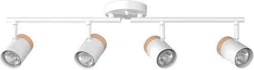 Vista 16 de Globe Electric 64000055 - Iluminación de riel de 6 luces de 42", barra central doble giratoria, color blanco mate, acentos en tono madera, luz